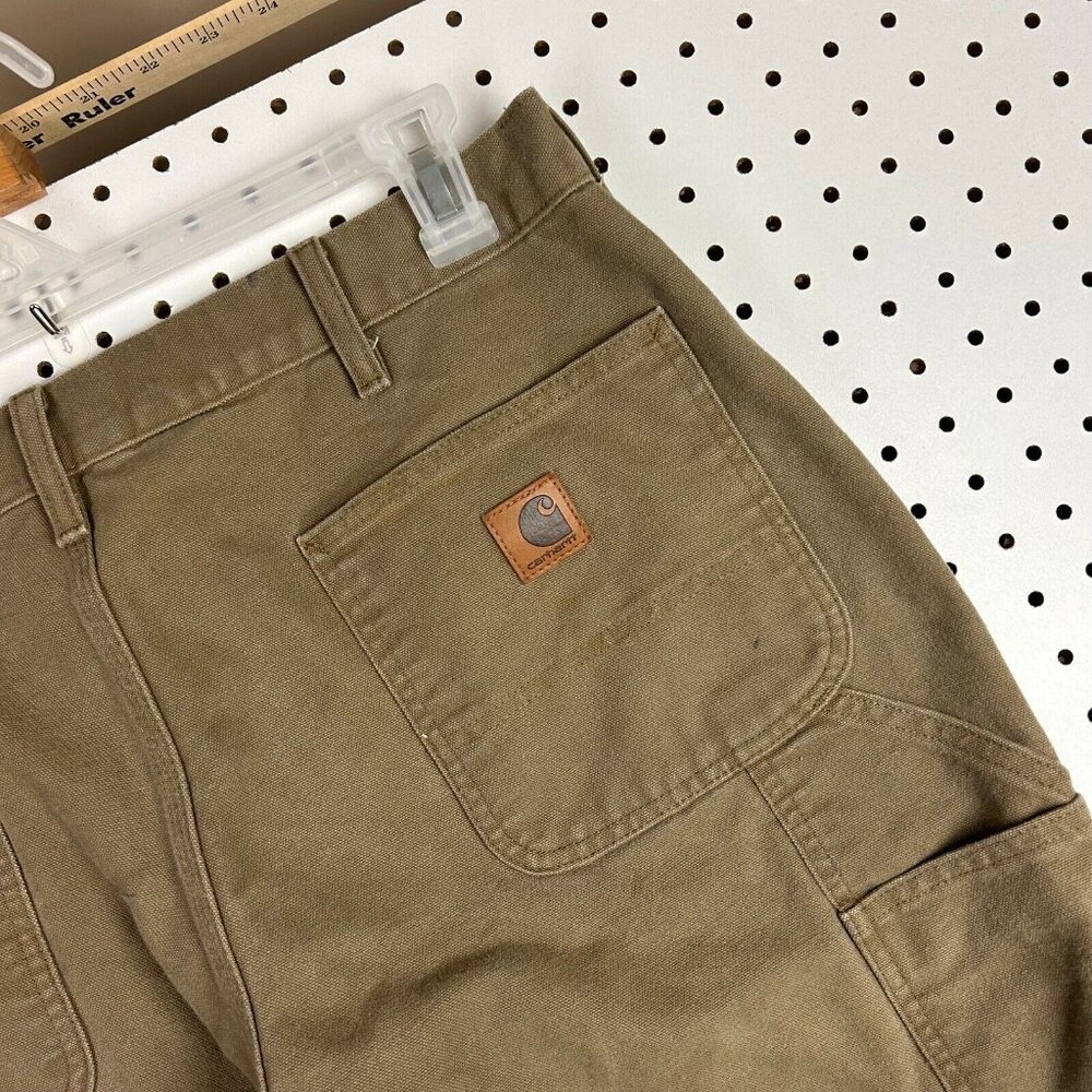 Carhartt Carpenter Pants 36x32 B11 CBR Brown Green‎ Distressed Faded Work Wear - Picture 3 of 8